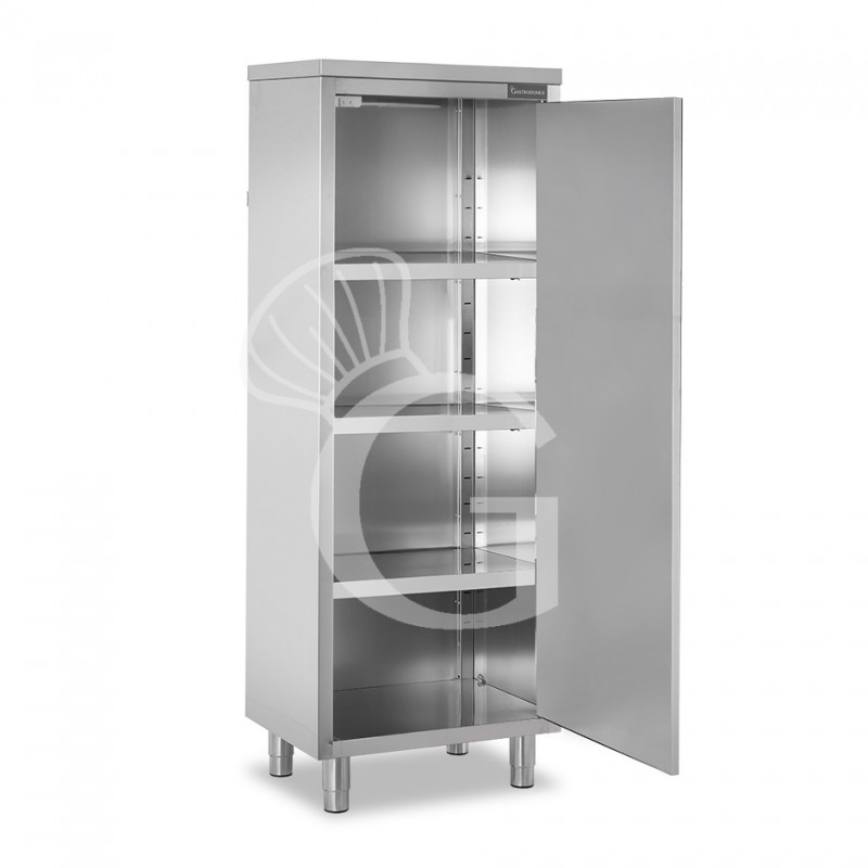 Armadio inox con 1 porta battente, 3 ripiani, L 600 x P 600 x H 1800 mm