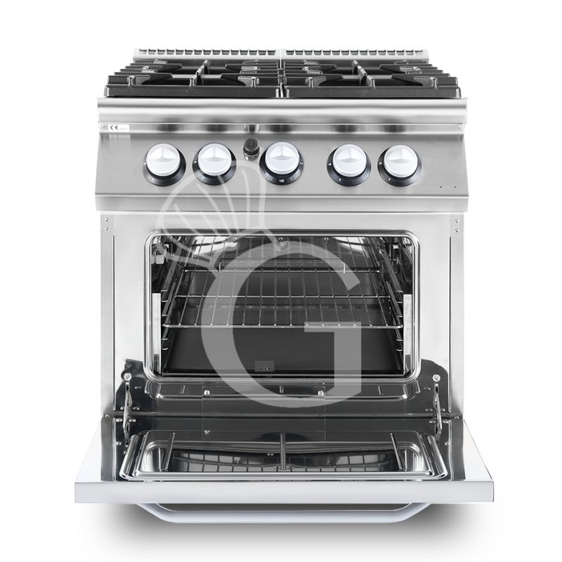 Cucina professionale a gas 4 fuochi forno a gas profondità 900 mm