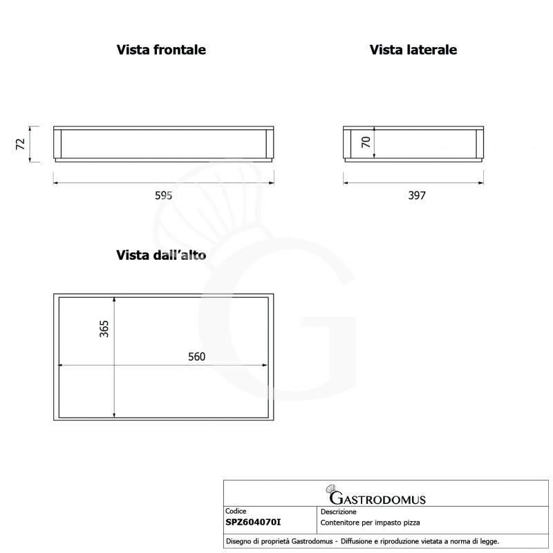 Scatola pasta pizza 14 litri - 595 x 397 x H 72 mm