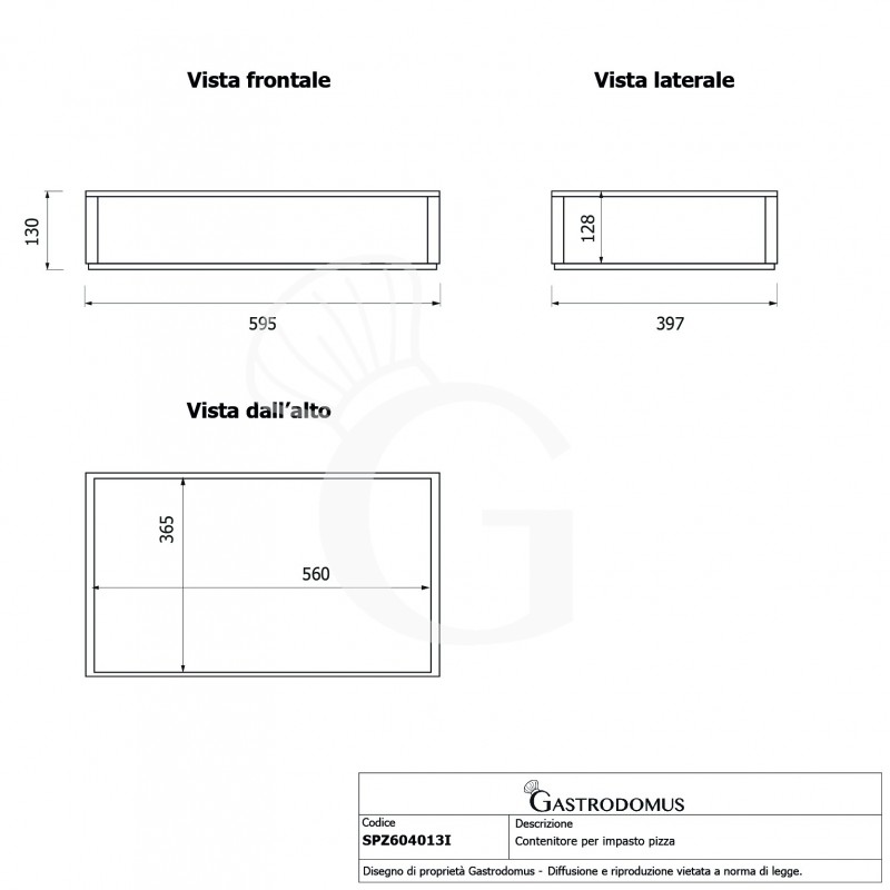 Scatola pasta pizza 24 litri - 595 x 397 x H 130 mm