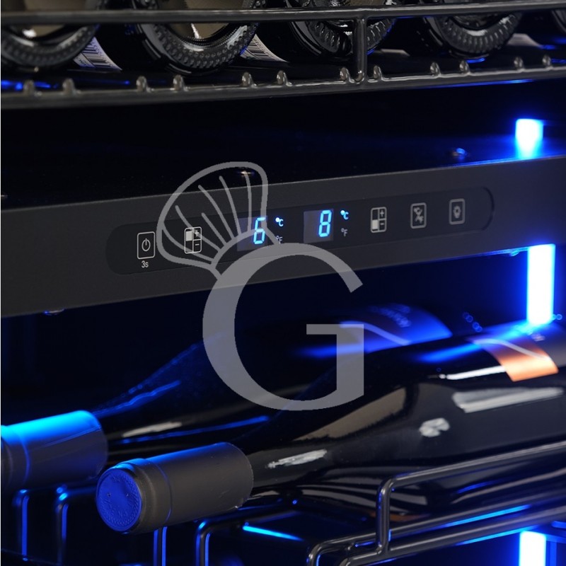 Cantina Vino Ventilata doppia temperatura porta inox 150 LT 4 ripiani 34 bottiglie +5°C/+12°C - +12°C/+22°C