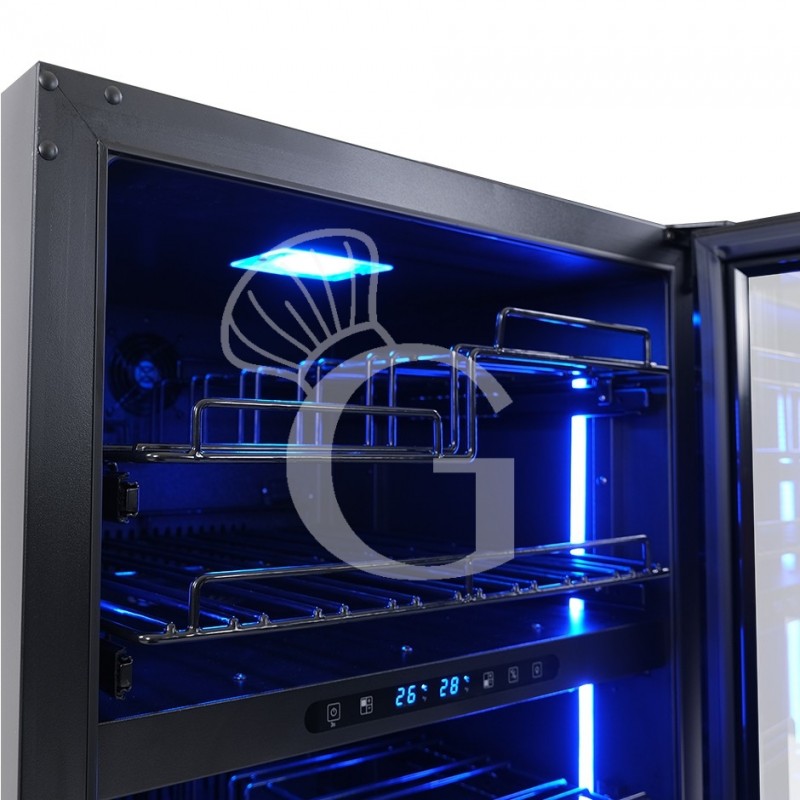 Cantina Vino Ventilata doppia temperatura porta inox 150 LT 4 ripiani 34 bottiglie +5°C/+12°C - +12°C/+22°C