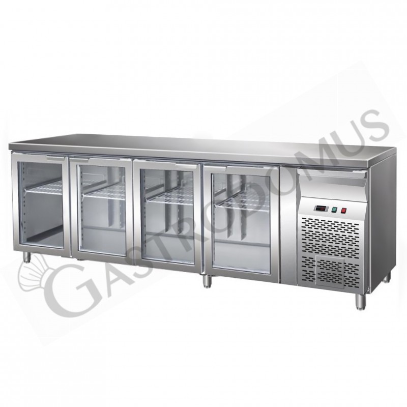 Tavolo refrigerato ventilato 4 porte in vetro Prof. 700 +2°C/+8°C Tavolo refrigerato ventilato 4 porte in vetro Prof. 700 +2°C/+8°C