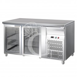 Tavolo Refrigerato 2 porte in vetro Prof. 700 mm +2°C/+8°C