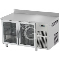 Tavolo Refrigerato 2 porte in vetro alzatina Prof. 600 mm 0°C/+10°C piano in inox