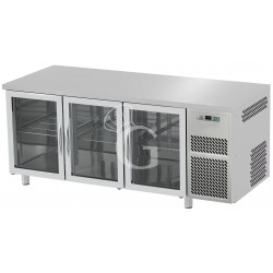 Tavolo Refrigerato 3 porte in vetro Prof. 600 mm 0°C/+10°C piano in inox