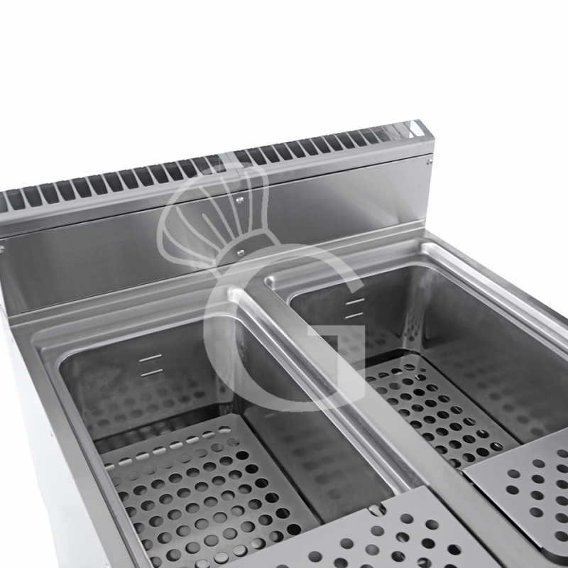 Cuocipasta professionale a gas su mobile chiuso 2 vasche 40 LT + 40 LT L 800 mm x P 900 mm x H 870 mm