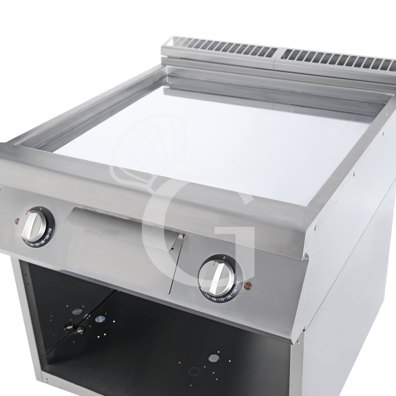 Fry Top elettrico su armadio aperto piastra liscia cromata 21000 W Trifase P 900 mm