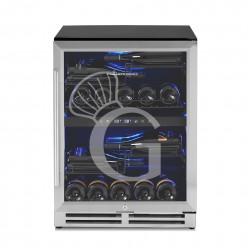 Cantina Vino Ventilata doppia temperatura porta inox 150 LT 4 ripiani 34 bottiglie +5°C/+12°C - +12°C/+22°C
