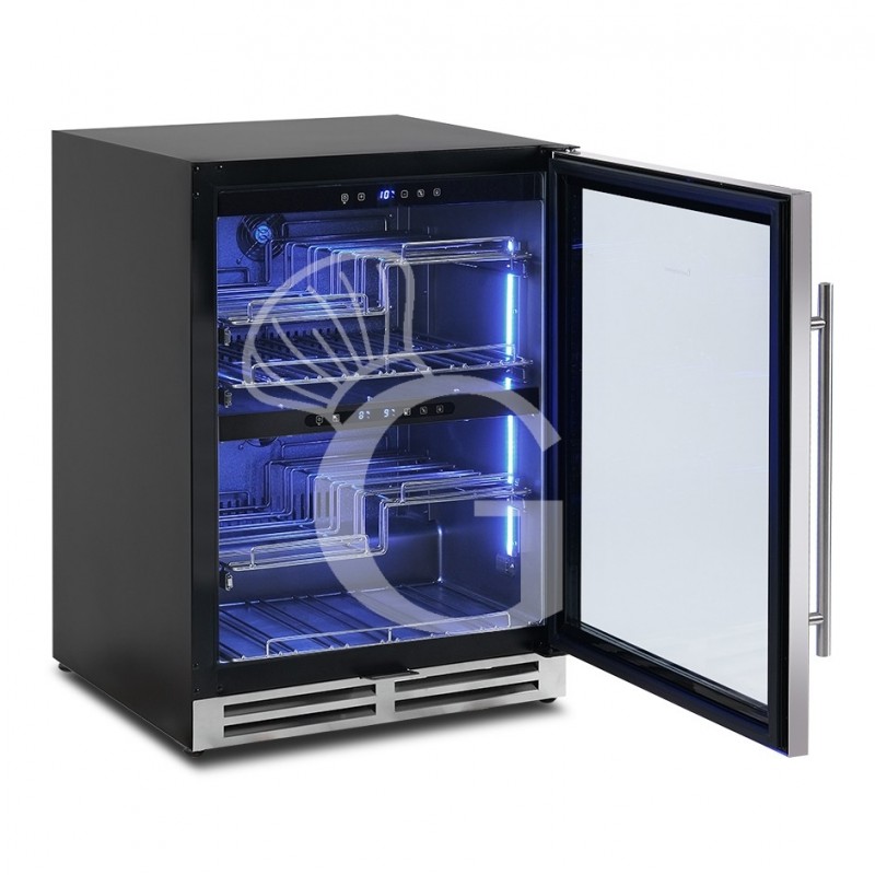 Cantina Vino Ventilata doppia temperatura porta inox 150 LT 4 ripiani 34 bottiglie +5°C/+12°C - +12°C/+22°C