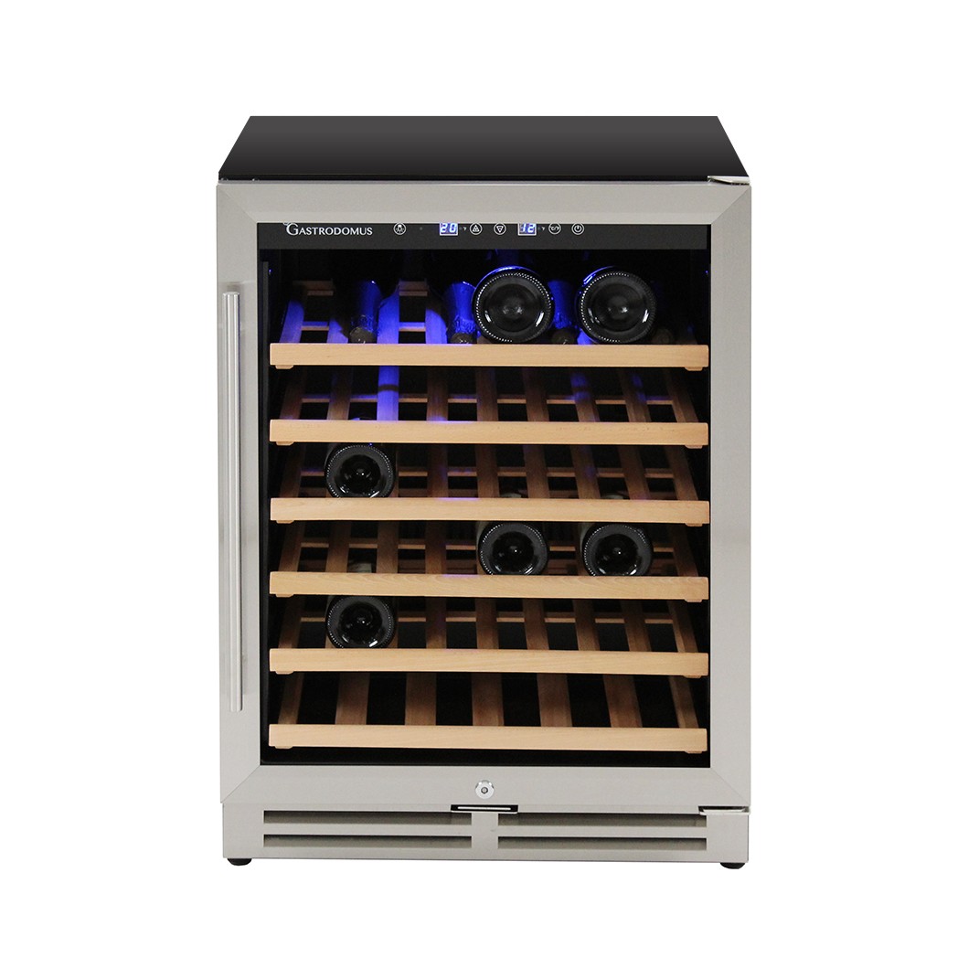 Cantina Vino Ventilata porta inox 150 LT 6 ripiani capacità 46 bottiglie +5°C/+22°C