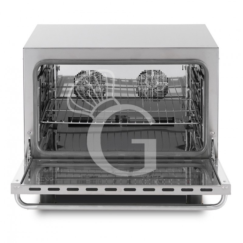 Forno elettrico per pasticceria con umidificatore, comandi meccanici, porta a ribalta, monofase per 4 teglie 600x400 mm