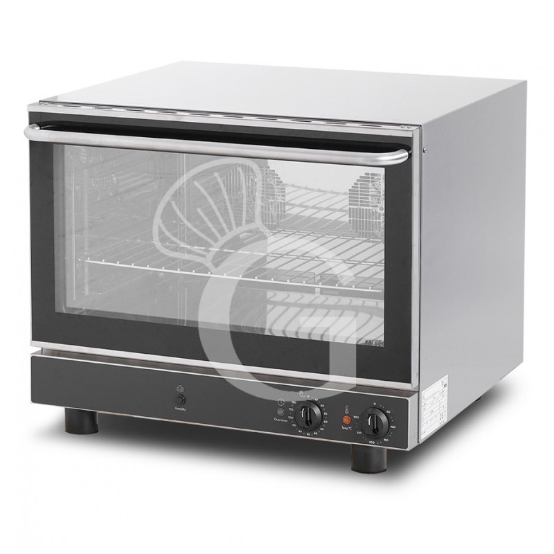 Forno elettrico per pasticceria con umidificatore, comandi meccanici, porta a ribalta, monofase per 4 teglie 600x400 mm