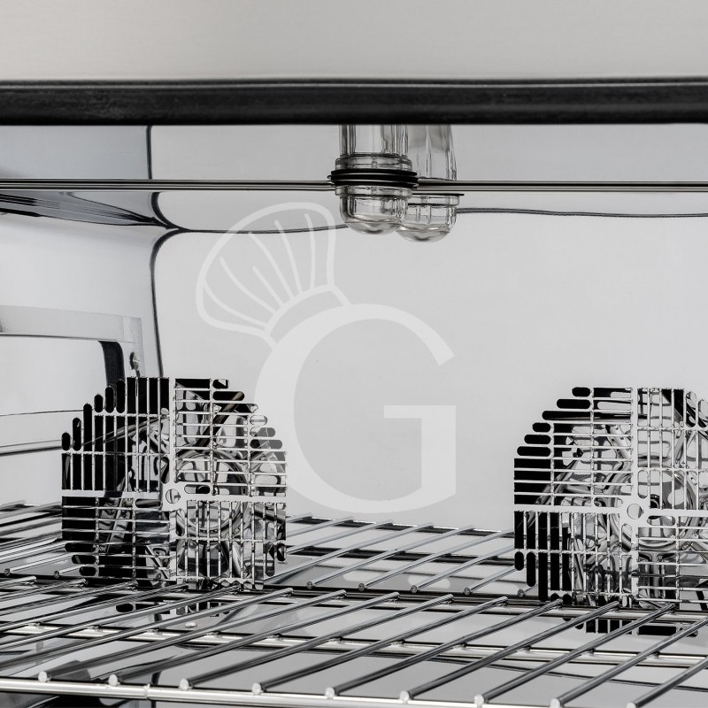 Forno elettrico per pasticceria con umidificatore, comandi meccanici, porta a ribalta, monofase per 4 teglie 600x400 mm