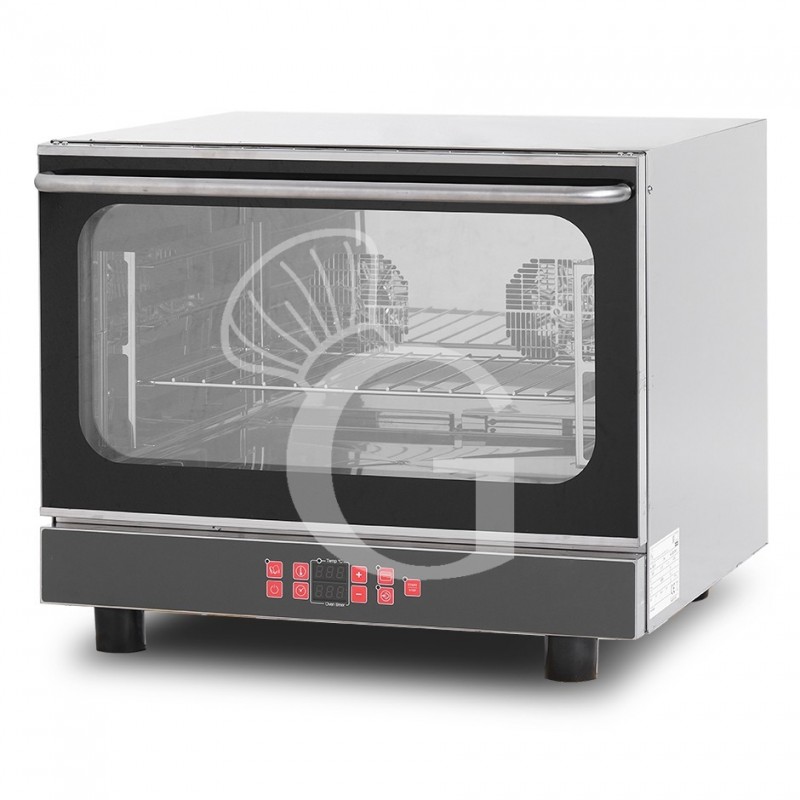Forno per cornetti elettrico a convezione , umidificatore e grill, porta ribalta, comandi digitali, 4 teglie GN 1/1 530x325 mm