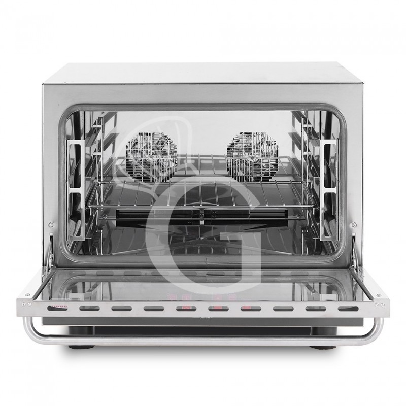 Forno per cornetti elettrico a convezione , umidificatore e grill, porta ribalta, comandi digitali, 4 teglie GN 1/1 530x325 mm