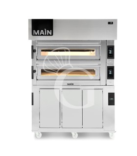 Forno Elettrico per 6+6 pizze diametro 350 mm 2 camere controllo touch 20,4 Kw, cappa a condensazione e cella di lievitazione