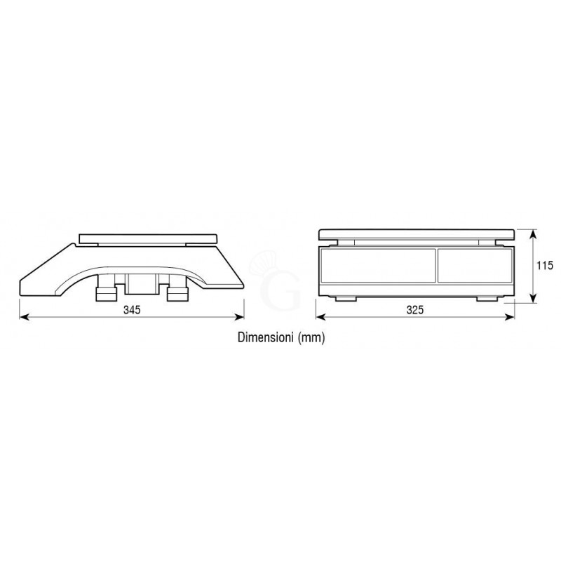 Bilancia controllo peso display LCD portata 30 Kg precisione 1 g L 325 mm x P 345 mm x H 115 mm, scheda tecnica