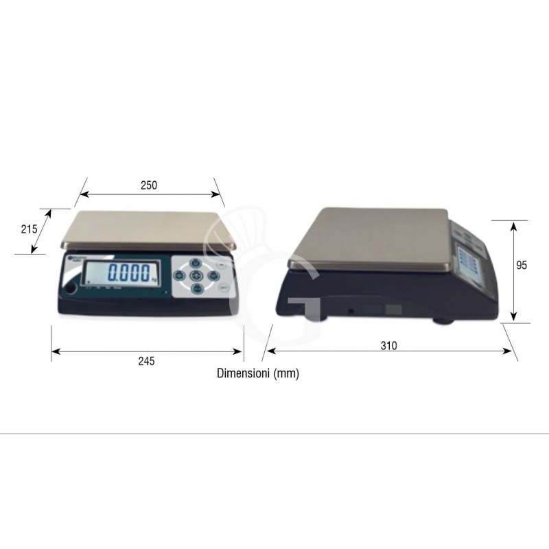 Bilancia struttura in ABS controllo del peso portata 5 Kg precisione 1 g L 245 mm x P 310 mm x H 95 mm, scheda tecnica