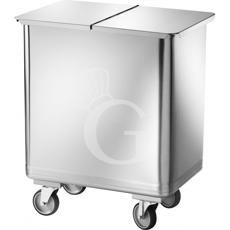 Tramoggia in acciaio inox satinato su ruote con separatore interno 115 LT
