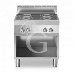 Cucina professionale elettrica 4 piastre in vetroceramica, profondità 700 mm