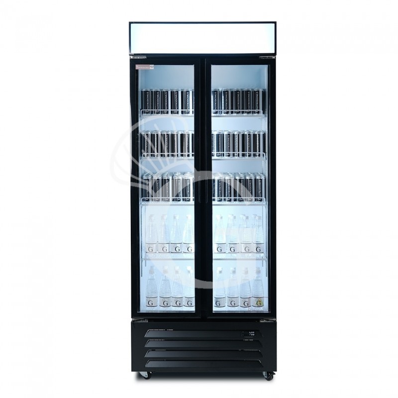 Frigo Bibite Ventilato 2 porte battenti con Canopy 490 LT 0°C/+10°C colore nero