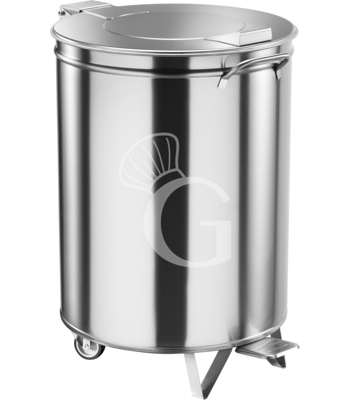 Portarifiuti carrellato con pedale in acciaio inox diametro 460 mm 100 LT
