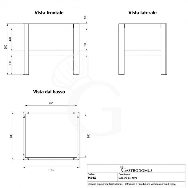 Supporto in acciaio per forno MAIN4