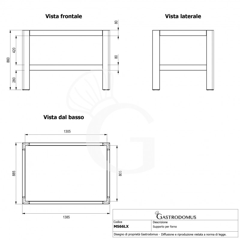 Supporto in acciaio per forno MAIN66L