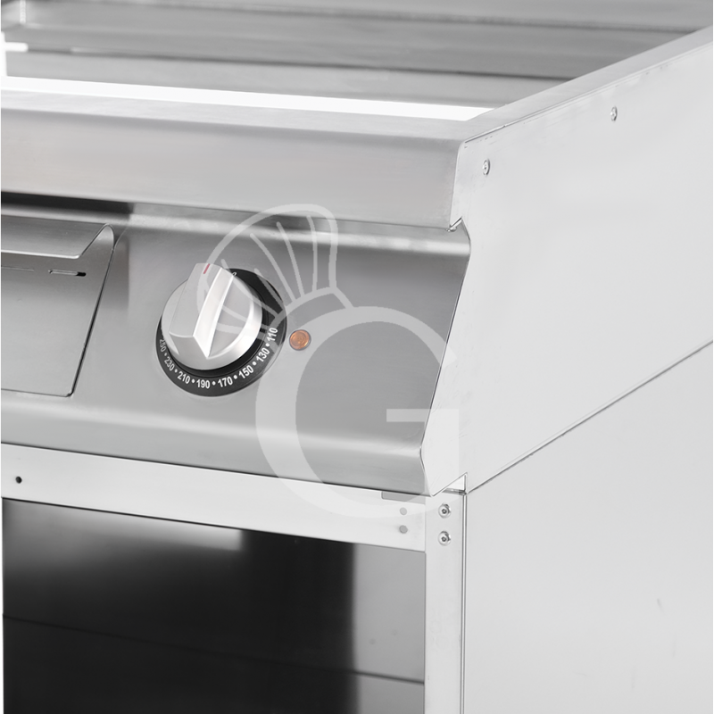 Fry Top elettrico su armadio aperto piastra liscia cromata 21000 W Trifase P 900 mm