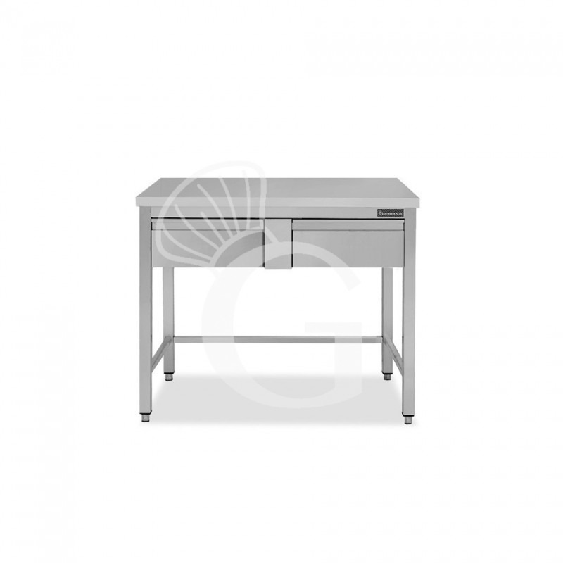 Tavolo inox 2 cassetti L 1000 mm x P 700 mm x H 850 mm