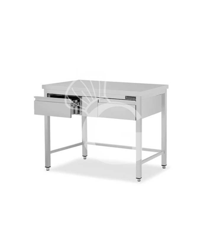Tavolo inox 2 cassetti L 1200 mm x P 700 mm x H 850 mm