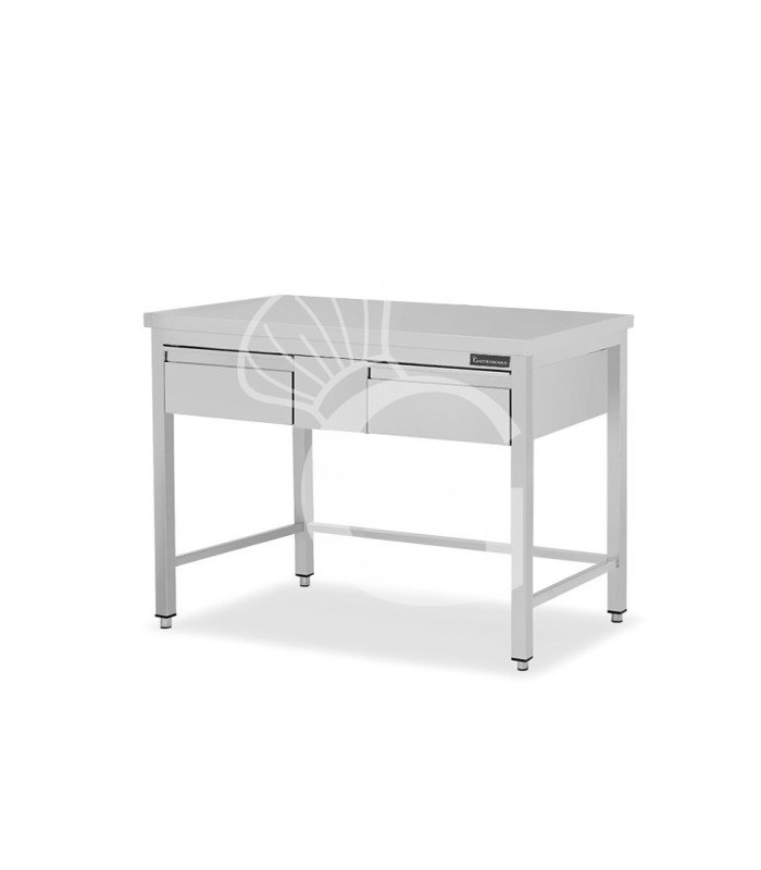 Tavolo inox 2 cassetti L 1200 mm x P 700 mm x H 850 mm