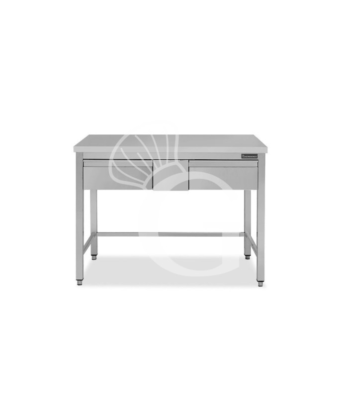 Tavolo inox 2 cassetti L 1200 mm x P 700 mm x H 850 mm