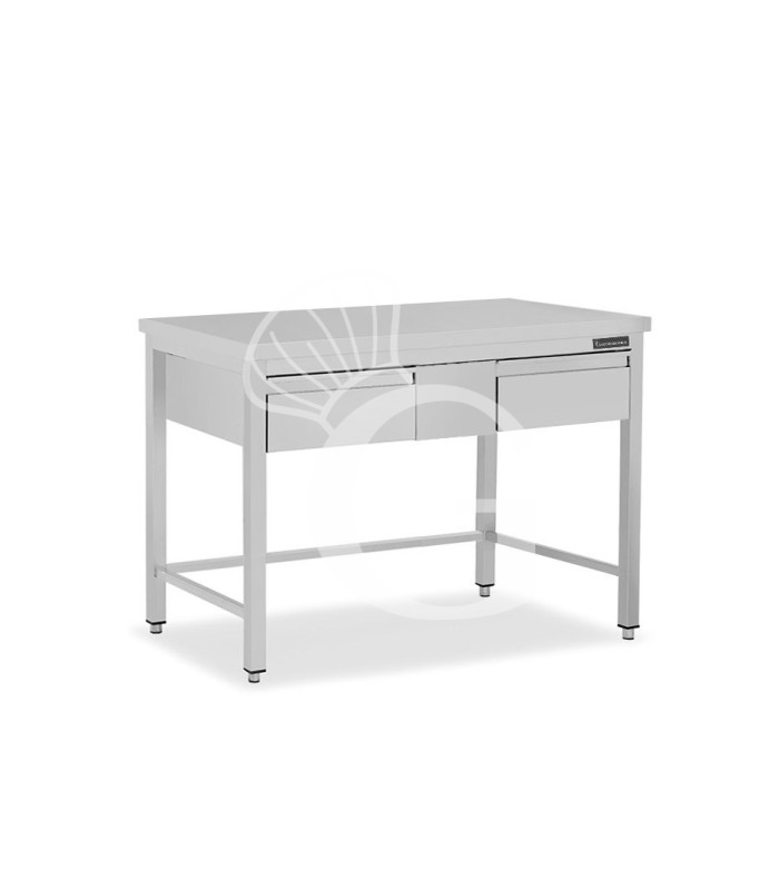 Tavolo inox 2 cassetti L 1200 mm x P 700 mm x H 850 mm