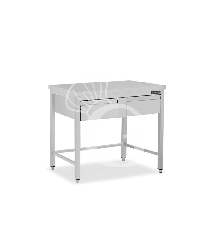 Tavolo inox 2 cassetti L 1000 mm x P 800 mm x H 850 mm