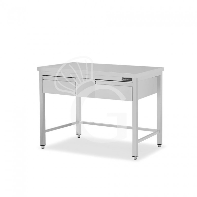 Tavolo inox 2 cassetti L 1200 mm x P 800 mm x H 850 mm