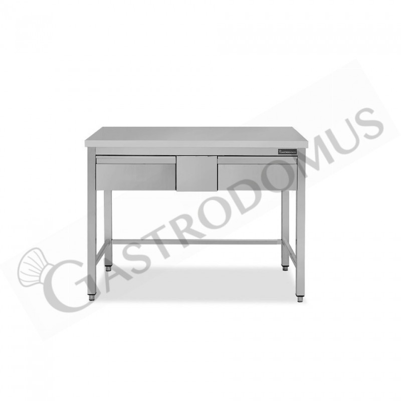 Tavolo inox 2 cassetti L 1200 mm x P 800 mm x H 850 mm Tavolo inox 2 cassetti L 1200 mm x P 800 mm x H 850 mm