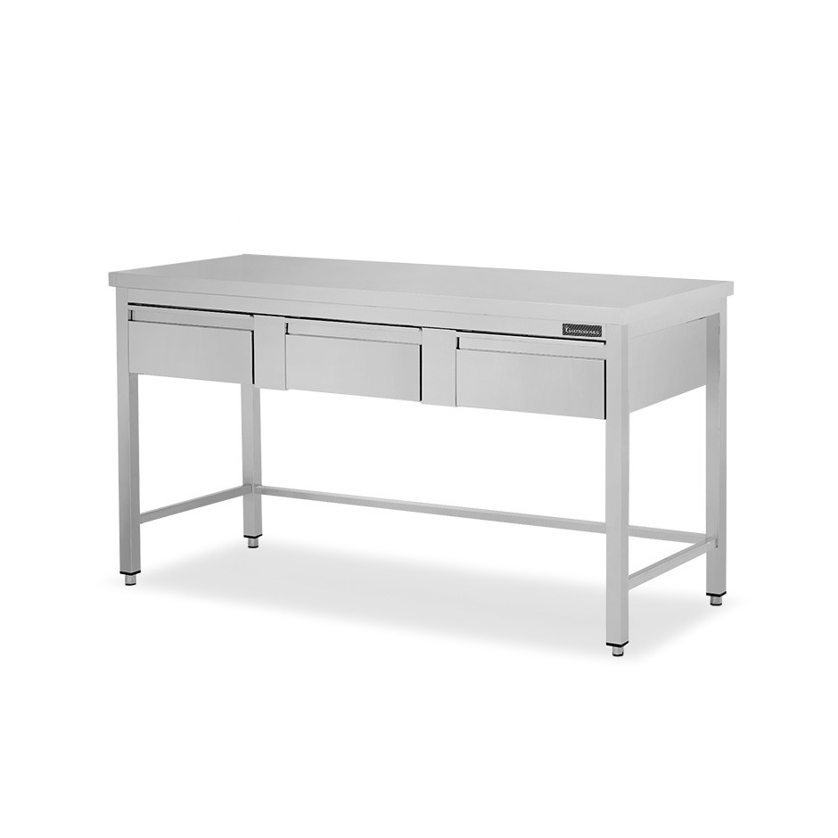 Tavolo inox 3 cassetti L 1600 mm x P 800 mm x H 850 mm