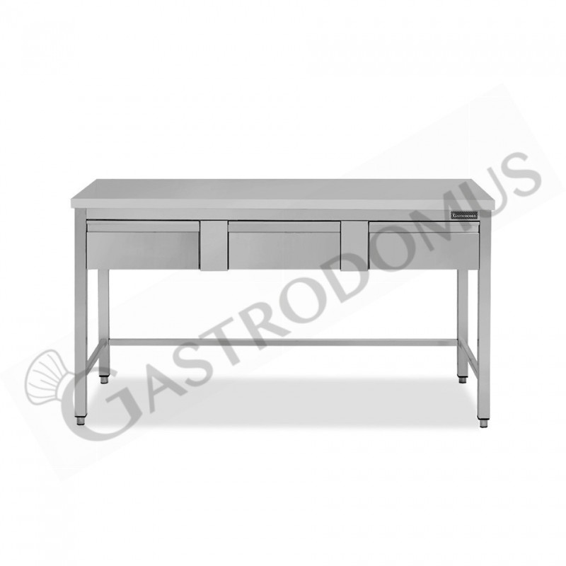 Tavolo inox 3 cassetti L 1600 mm x P 800 mm x H 850 mm Tavolo inox 3 cassetti L 1600 mm x P 800 mm x H 850 mm
