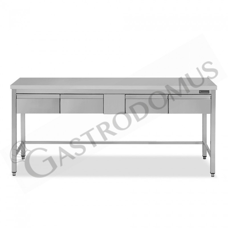 Tavolo inox 4 cassetti L 1800 mm x P 800 mm x H 850 mm Tavolo inox 4 cassetti L 1800 mm x P 800 mm x H 850 mm
