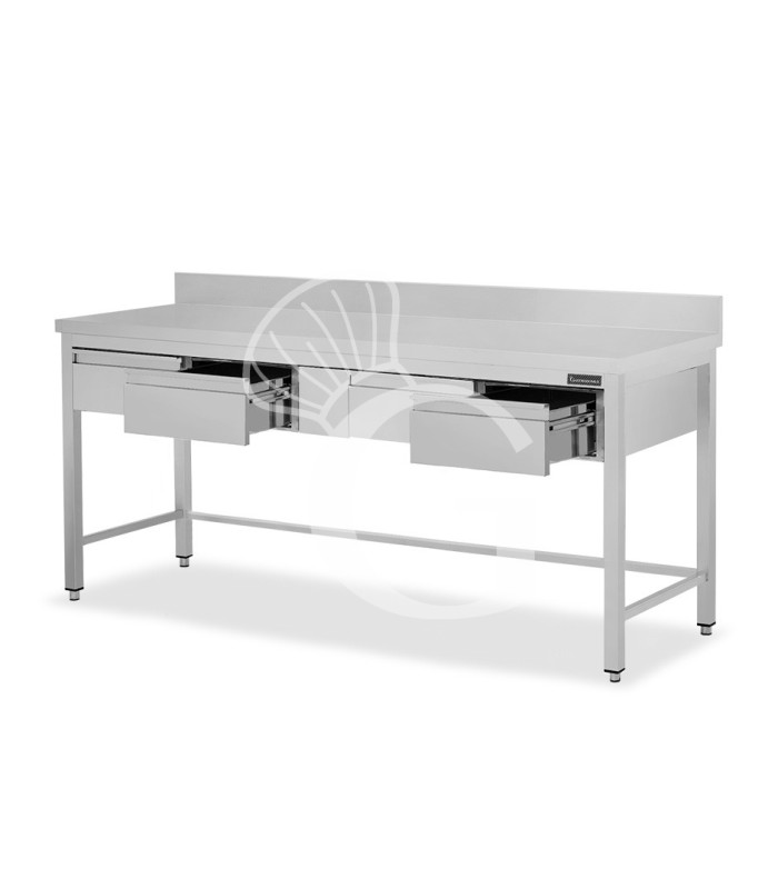 Tavolo inox 4 cassetti alzatina L 1800 mm x P 600 mm x H 950 mm