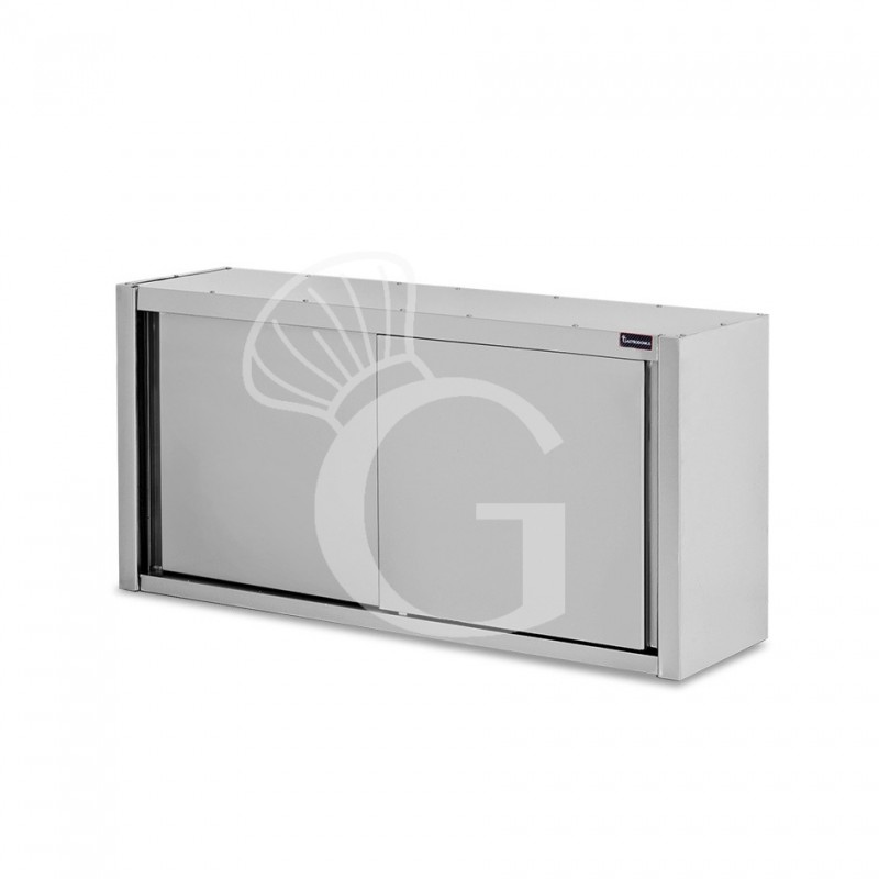 Pensile acciaio inox con porte scorrevoli, 1 ripiano, L 1600 x P 400 x H 800 mm