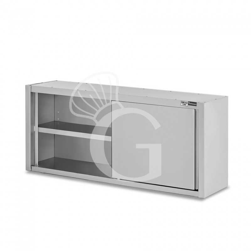Pensile acciaio inox con porte scorrevoli, 1 ripiano, L 1800 x P 400 x H 800 mm