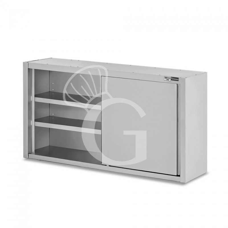 Pensile acciaio inox con porte scorrevoli, 2 ripiani, L 1800 x P 400 x H 1000 mm