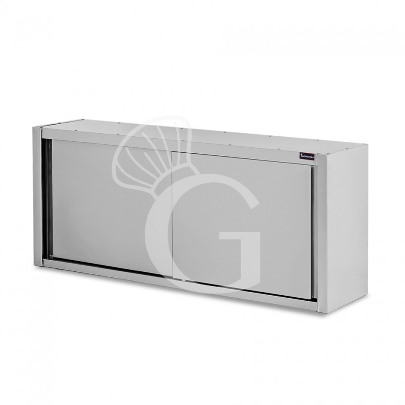 Pensile acciaio inox con porte scorrevoli, 2 ripiani, L 1800 x P 400 x H 1000 mm