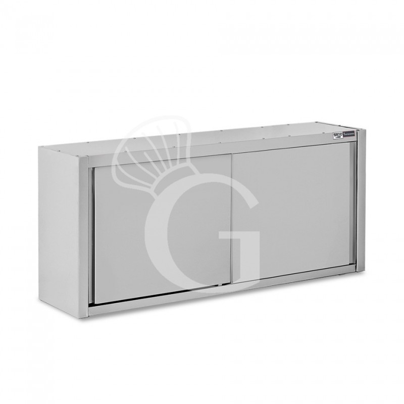 Pensile acciaio inox con porte scorrevoli, 2 ripiani, L 1800 x P 400 x H 1000 mm