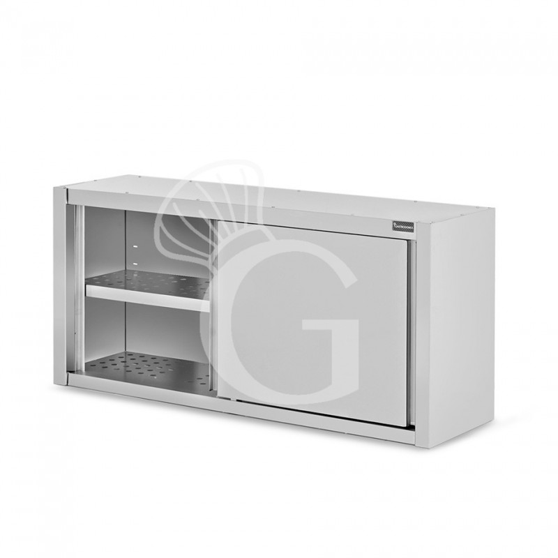 Pensile acciaio inox con sgocciolatoio,1 ripiano forato,porte scorrevoli L 1600 x P 400 x H 800 mm