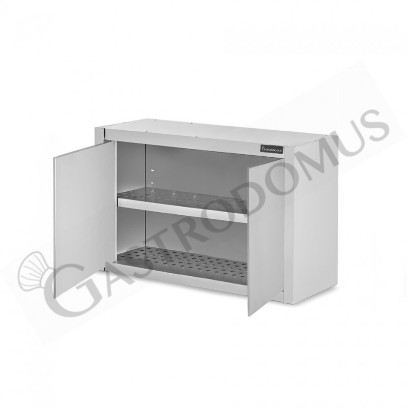 Pensile acciaio inox con sgocciolatoio,1 ripiano forato,2 porte battenti L 800 x P 400 x H 660 mm Pensile acciaio inox con sgocciolatoio,1 ripiano forato,2 porte battenti L 800 x P 400 x H 660 mm