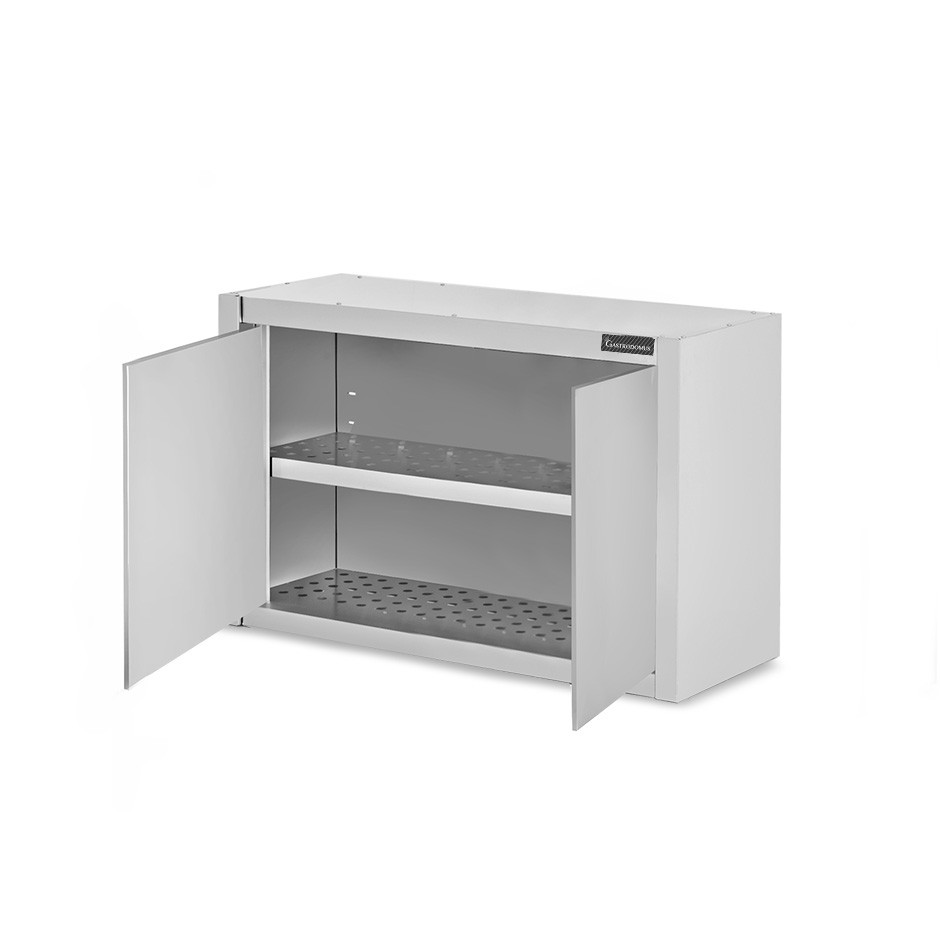 Pensile acciaio inox con sgocciolatoio,1 ripiano forato,2 porte battenti L 800 x P 400 x H 660 mm